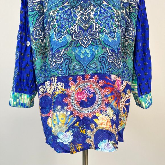 NWOT John Mark Floral Long Sleeve Button-Down Top Blouse Shirt Size L - Picture 7 of 13